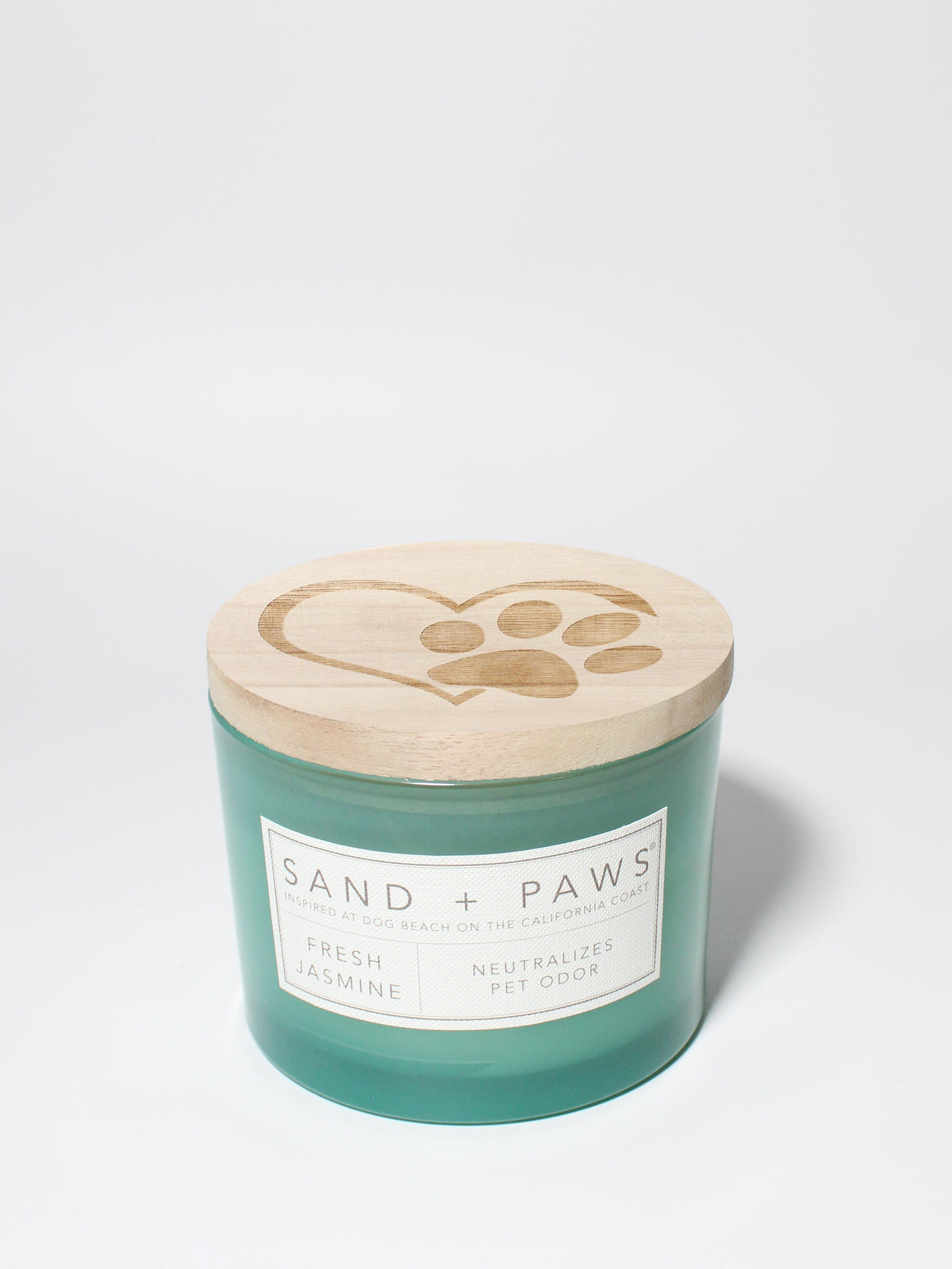 Premium Cozy Sand + Paws Fresh Jasmine 12 oz scented candle