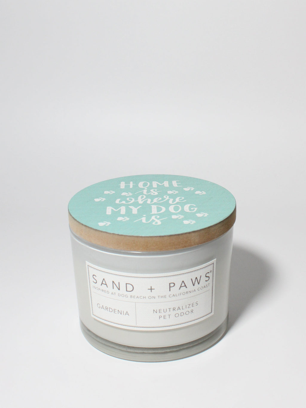 Premium Cozy Sand + Paws Gardenia 12 oz scented candle