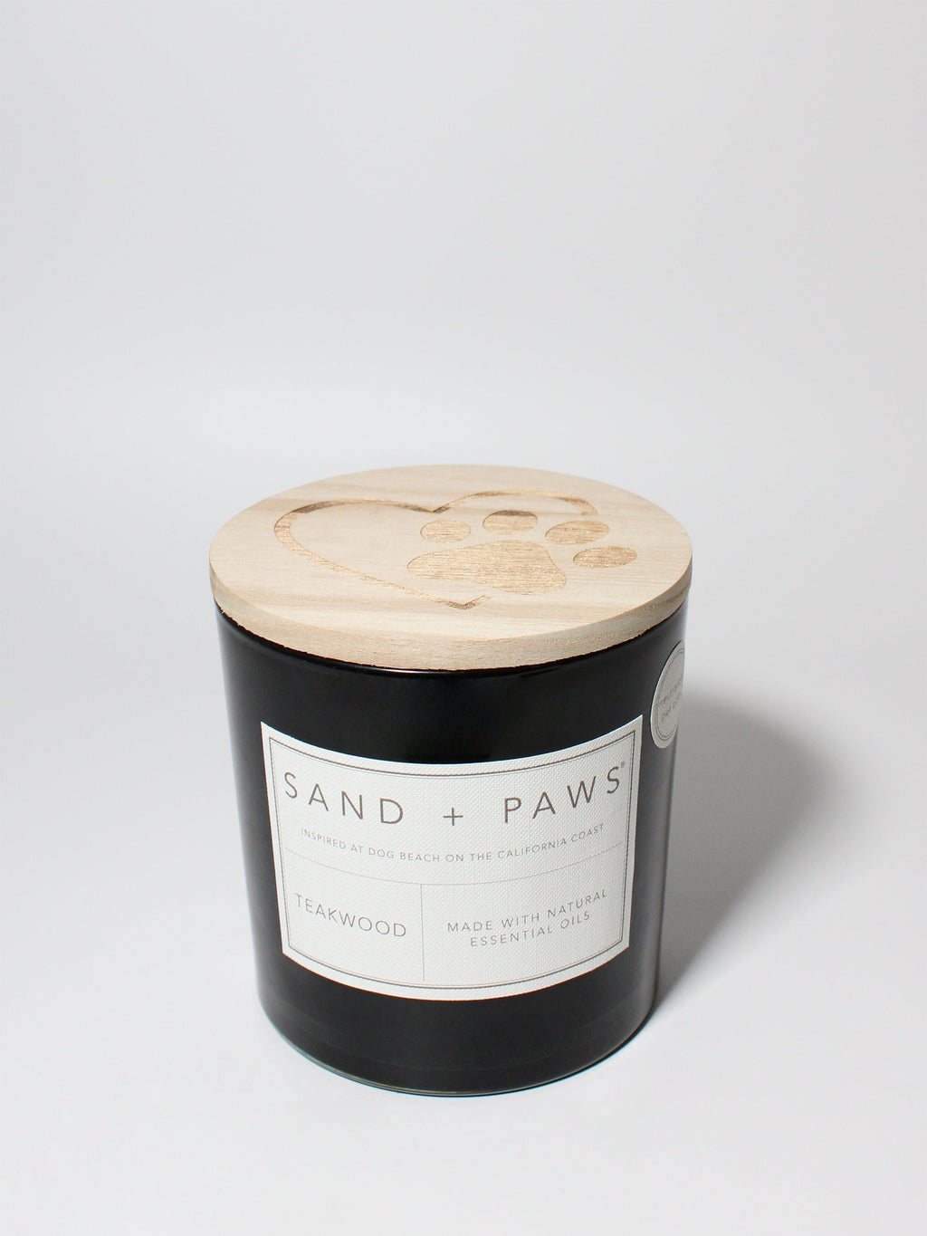 Premium Cozy Sand + Paws Teakwood 21 oz scented candle
