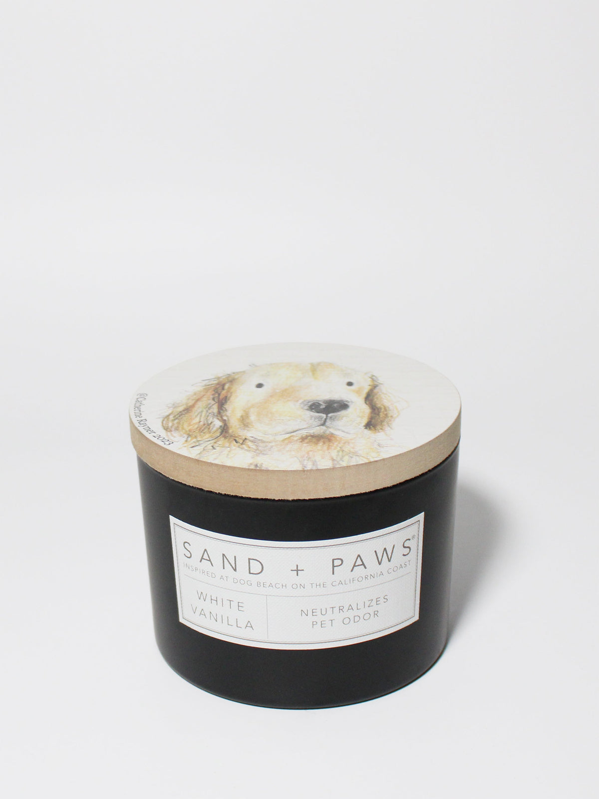 Premium Cozy Sand + Paws White Vanilla 12 oz scented candle