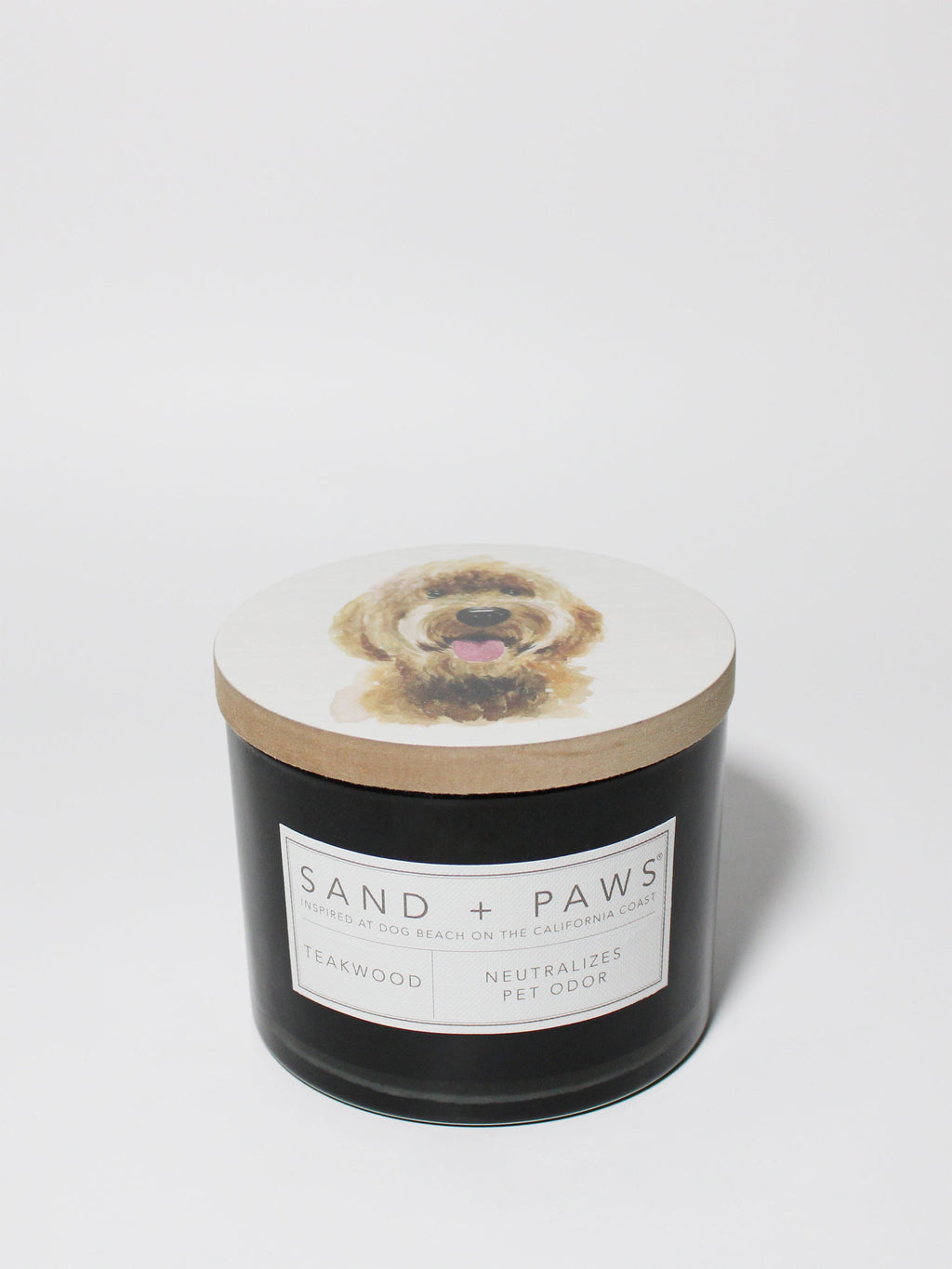Premium Cozy Sand + Paws Teakwood 12 oz scented candle