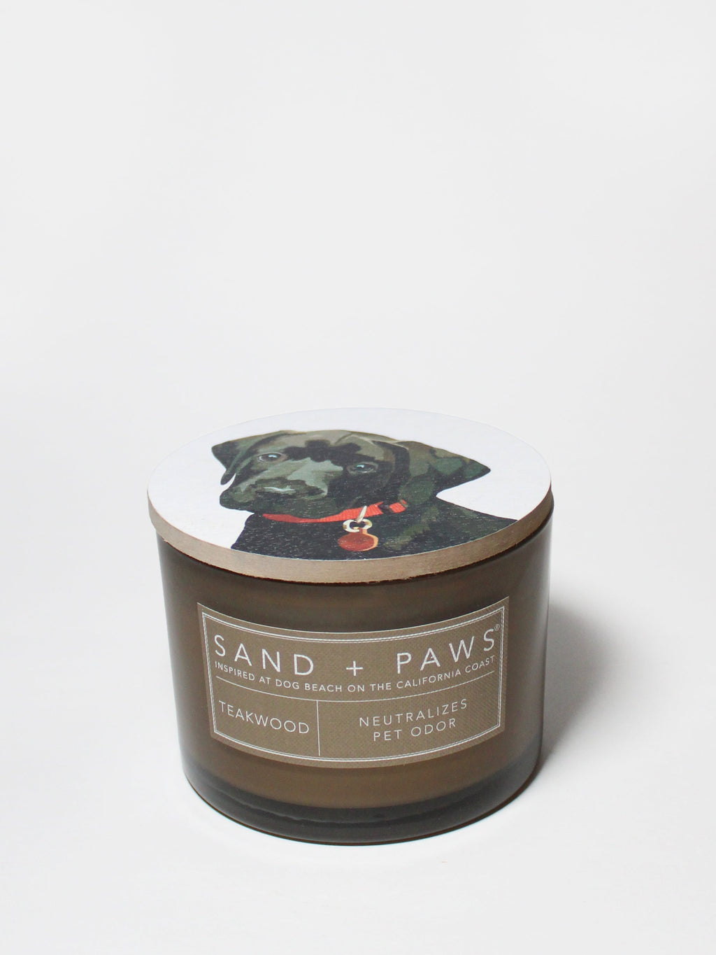 Premium Cozy Sand + Paws Teakwood 12 oz scented candle