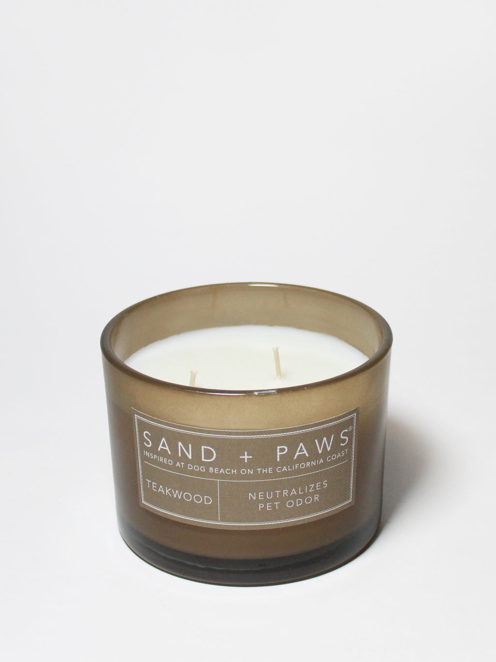 Premium Cozy Sand + Paws Teakwood 12 oz scented candle