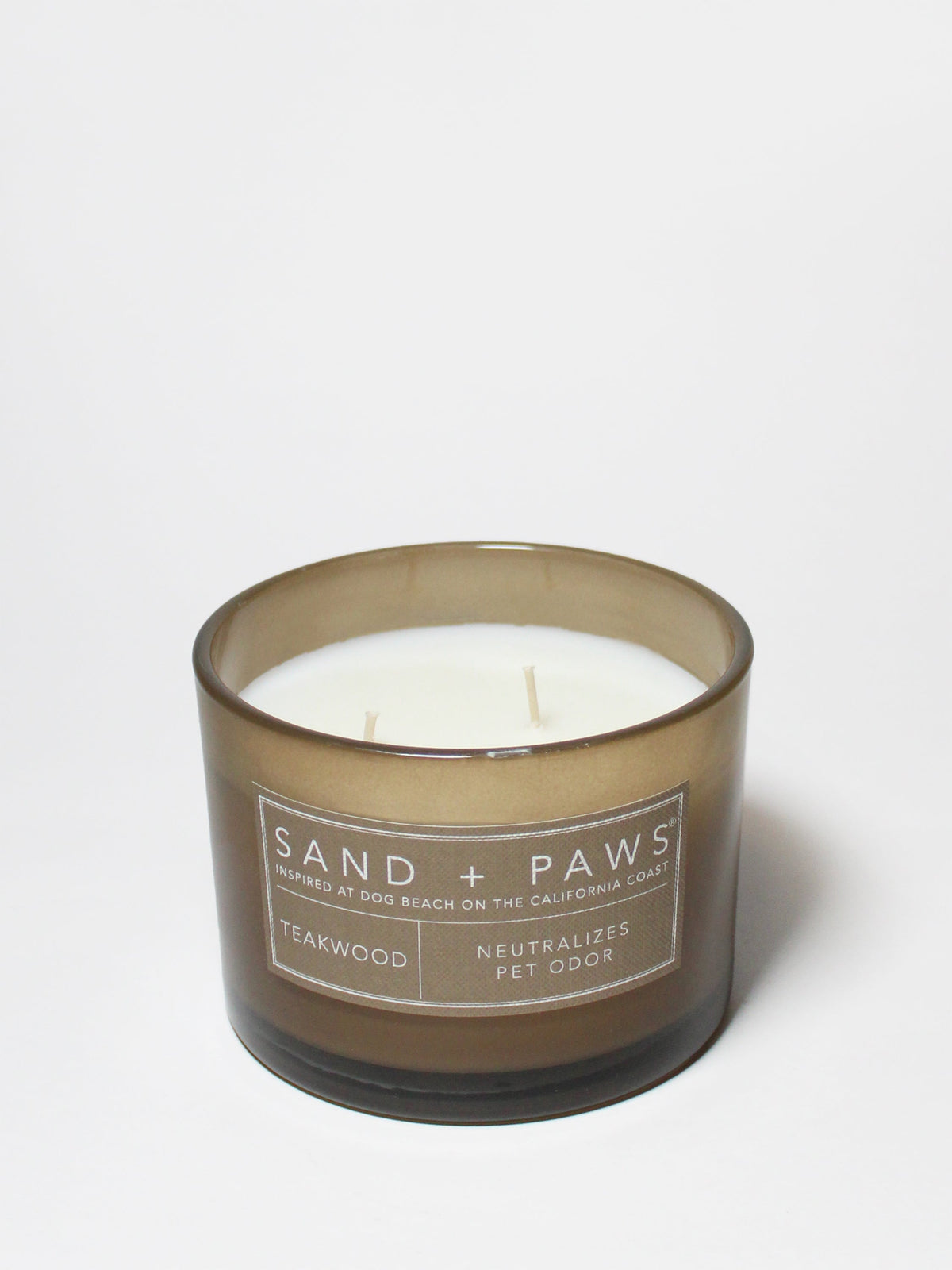 Premium Cozy Sand + Paws Teakwood 12 oz scented candle
