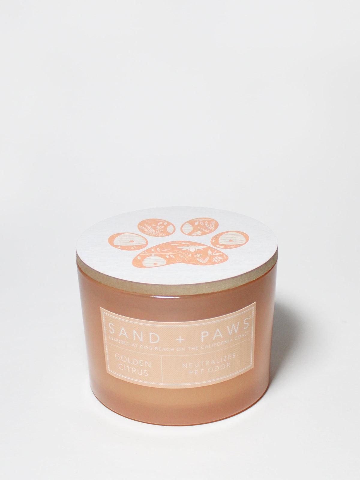 Premium Cozy Sand + Paws Golden Citrus 12 oz scented candle