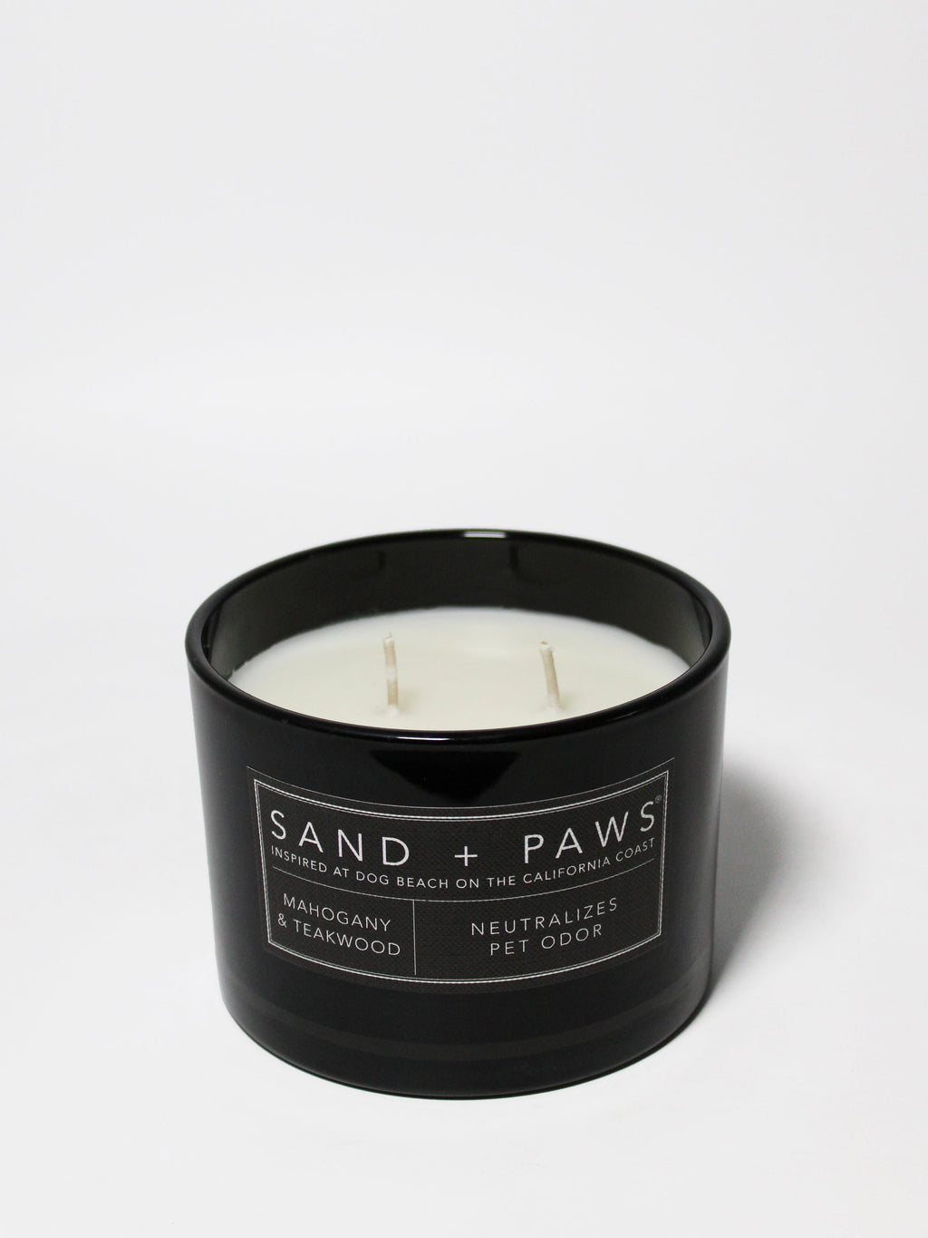 Premium Cozy Sand + Paws Mahogany & Teakwood 12 oz scented candle