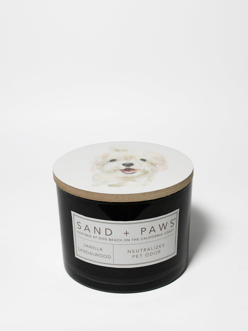 Premium Cozy Sand + Paws Vanilla Sandalwood 12 oz scented candle