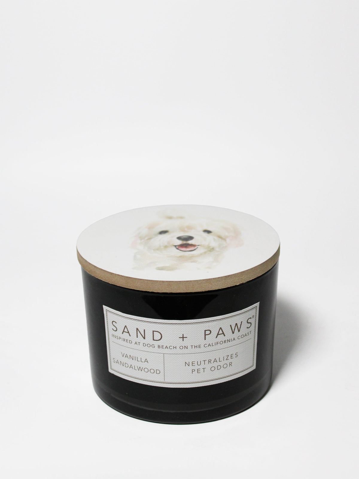 Premium Cozy Sand + Paws Vanilla Sandalwood 12 oz scented candle