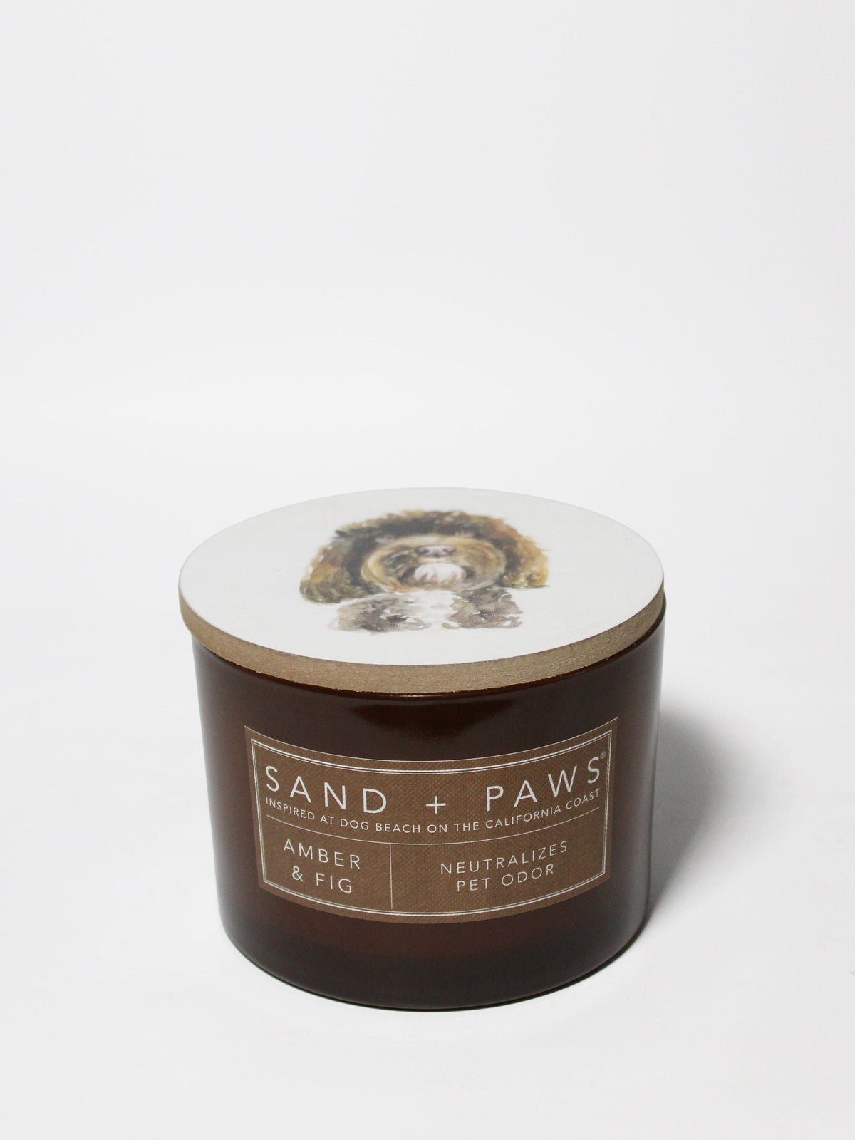 Premium Cozy Sand + Paws Amber & Fig 12 oz scented candle