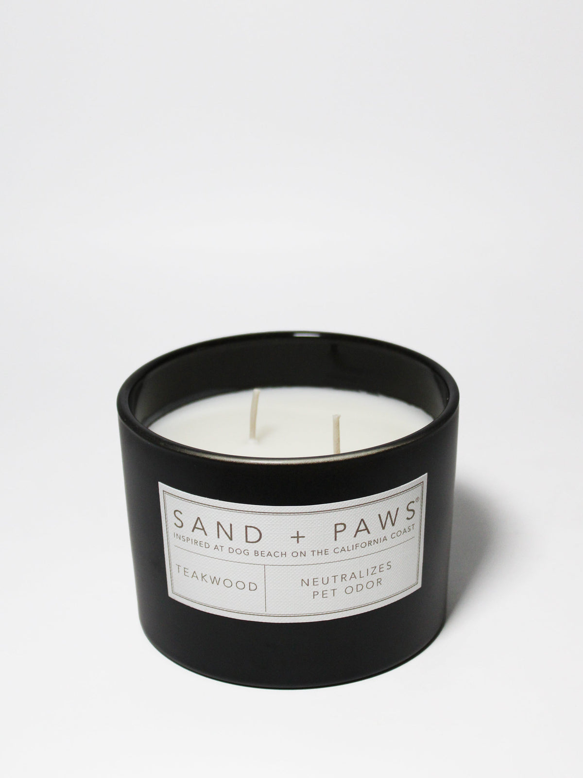 Premium Cozy Sand + Paws Teakwood 12 oz scented candle