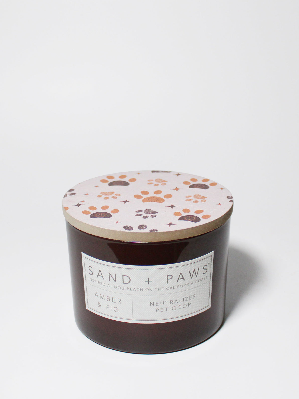 Premium Cozy Sand + Paws Amber & Fig 12 oz scented candle