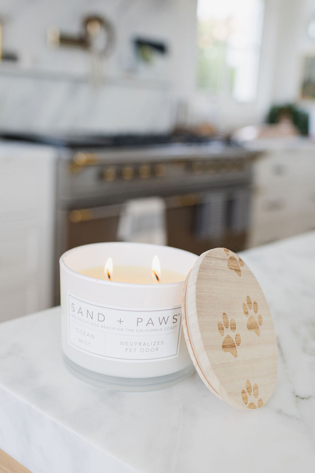Premium Cozy Sand + Paws Ocean Mist 12 oz scented candle