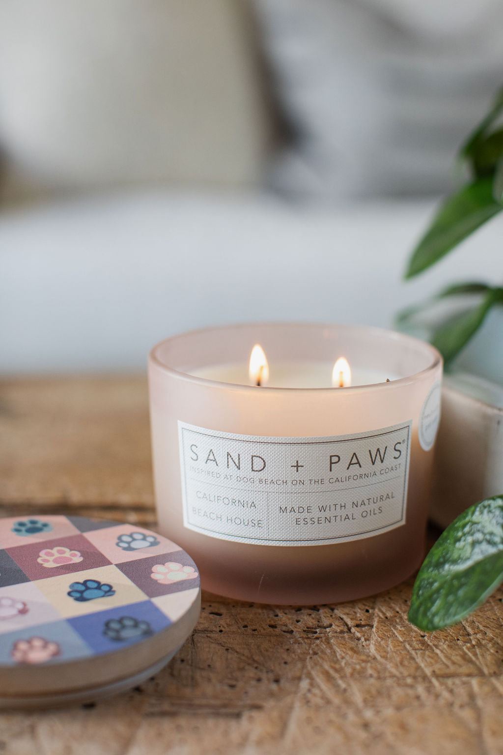 Premium Cozy Sand + Paws California Beach House 12 oz scented candle
