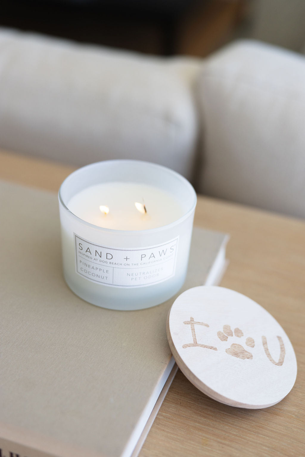 Premium Cozy Sand + Paws Pineapple Coconut 12 oz scented candle