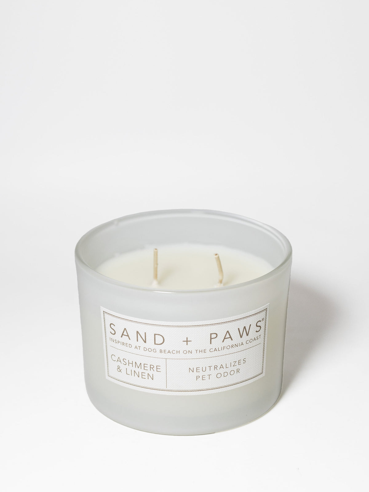 Premium Cozy Sand + Paws Cashmere & Linen 12 oz scented candle