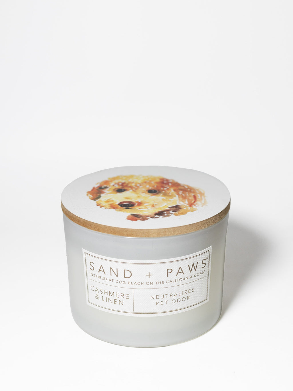 Premium Cozy Sand + Paws Cashmere & Linen 12 oz scented candle