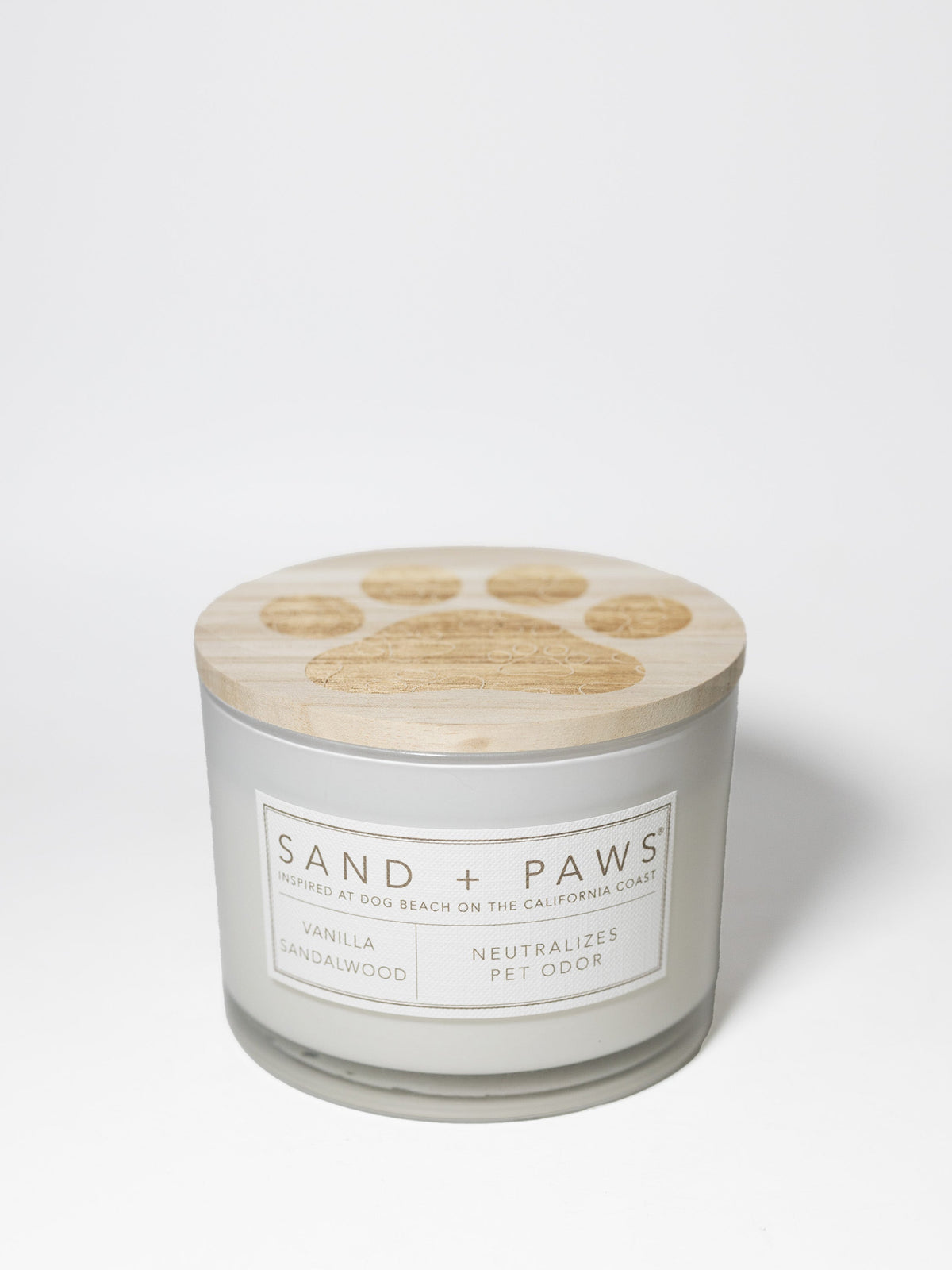 Premium Cozy Sand + Paws Vanilla Sandalwood 12 oz scented candle