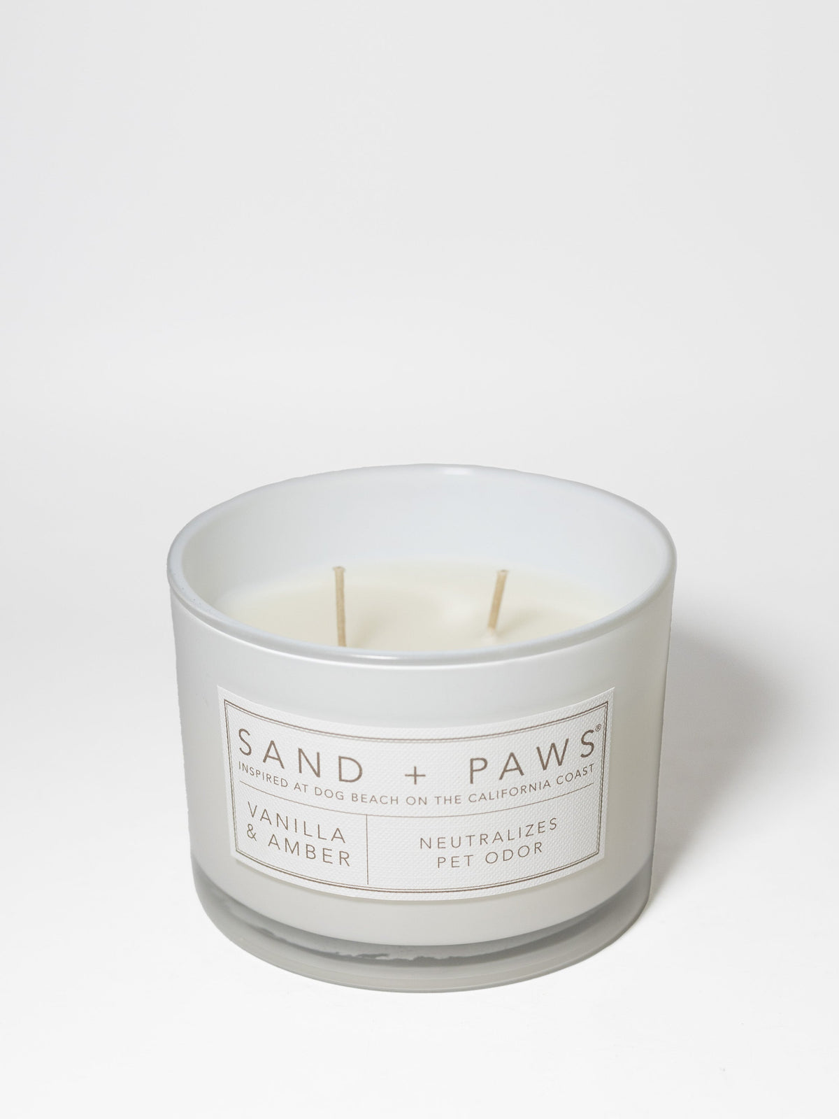 Premium Cozy Sand + Paws Vanilla & Amber 12 oz scented candle