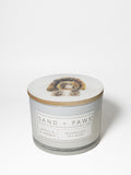 Premium Cozy Sand + Paws Vanilla & Amber 12 oz scented candle
