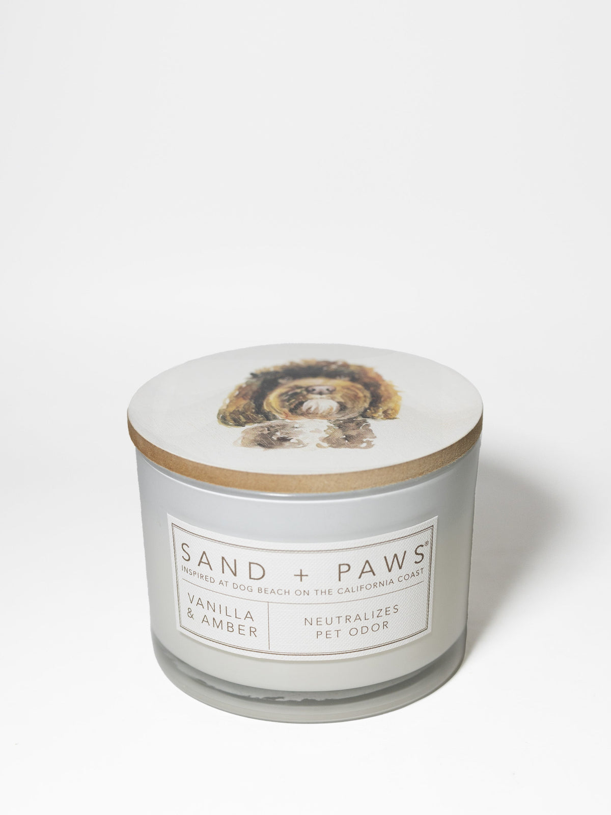 Premium Cozy Sand + Paws Vanilla & Amber 12 oz scented candle