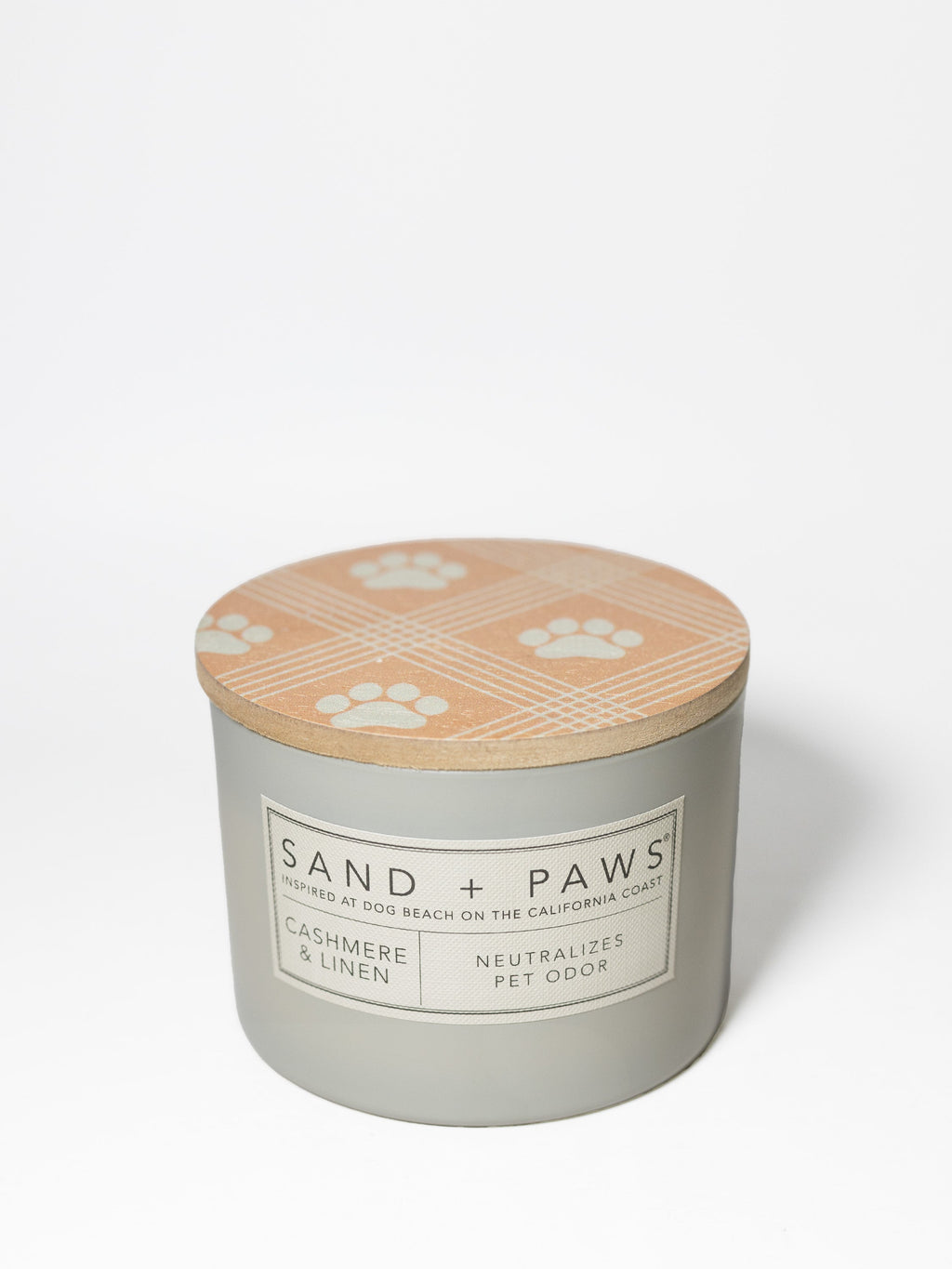 Premium Cozy Sand + Paws Cashmere & Linen 12 oz scented candle