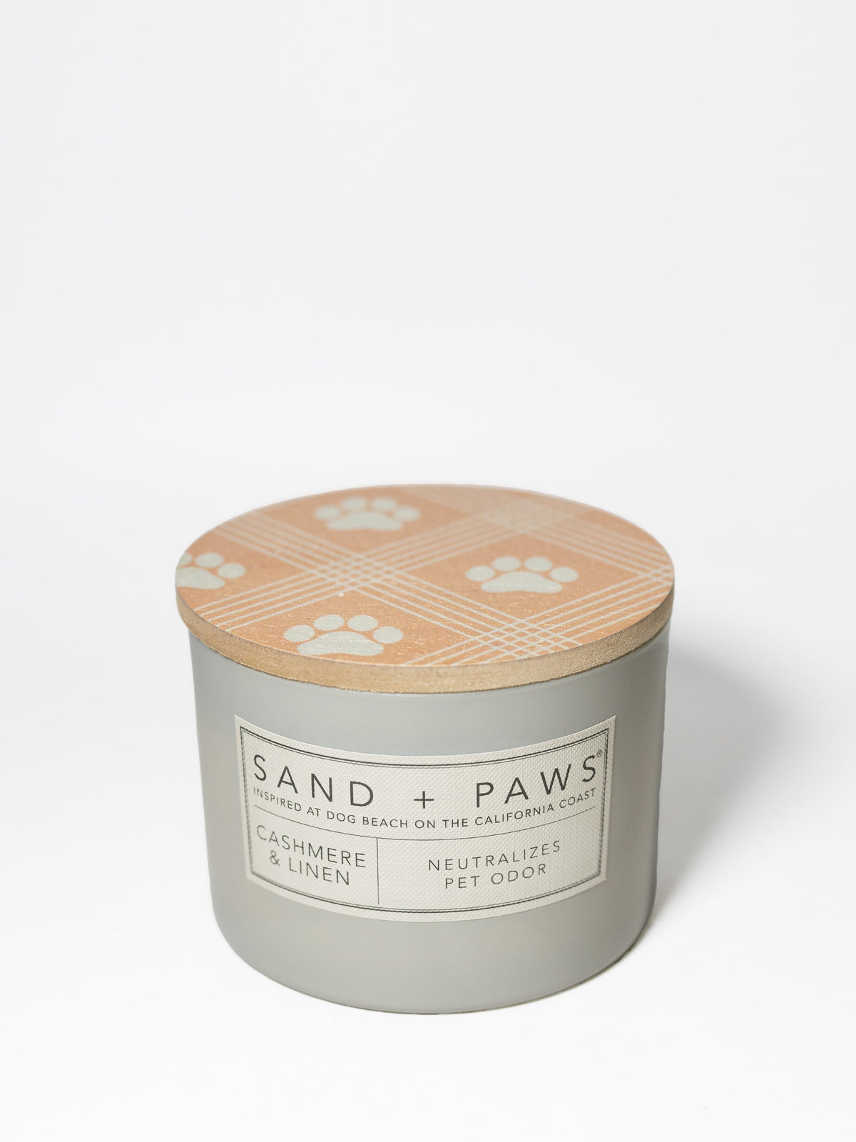 Premium Cozy Sand + Paws Cashmere & Linen 12 oz scented candle