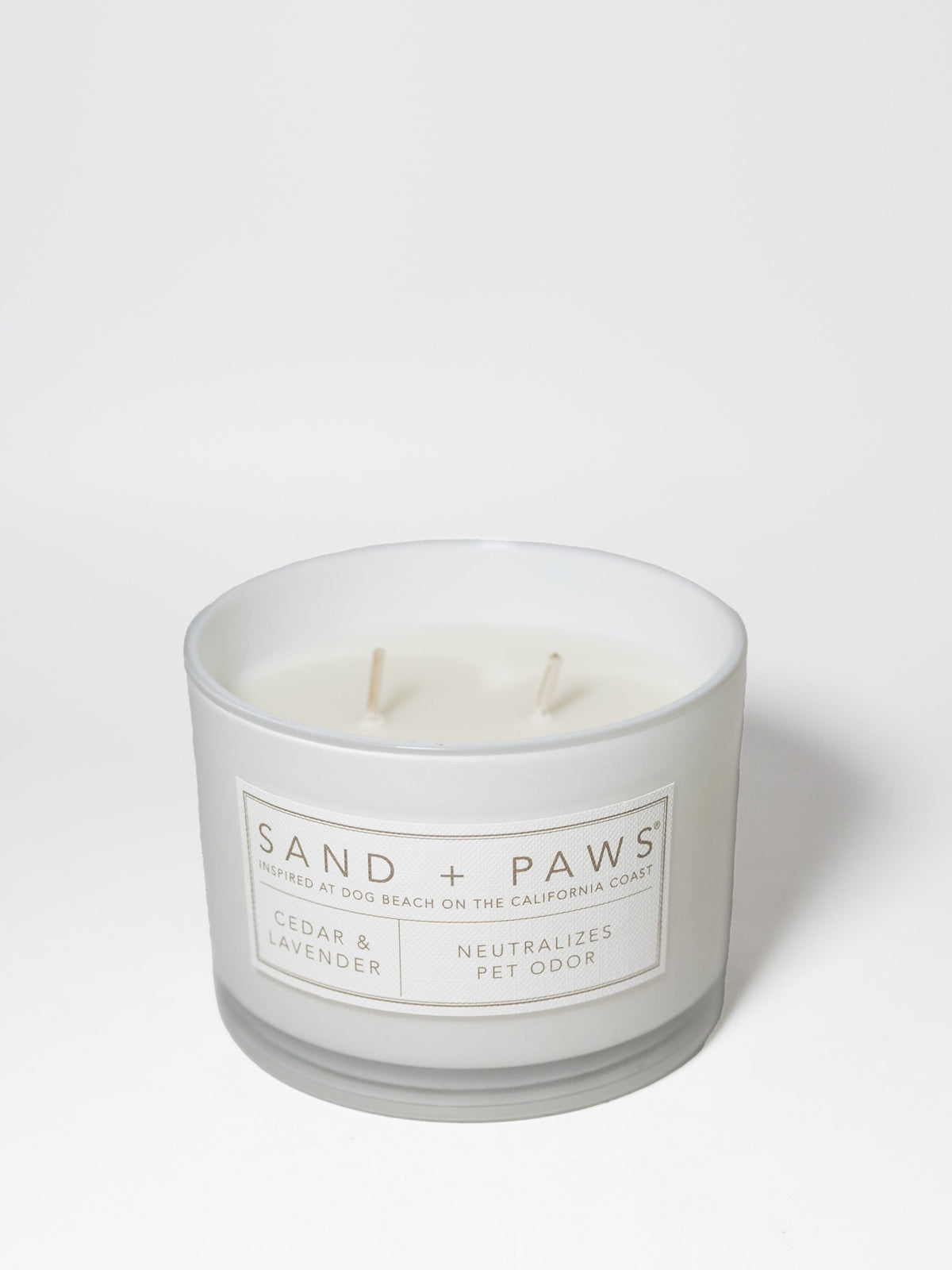 Premium Cozy Sand + Paws Cedar & Lavender 12 oz scented candle